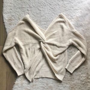 Twist back v neck sweater